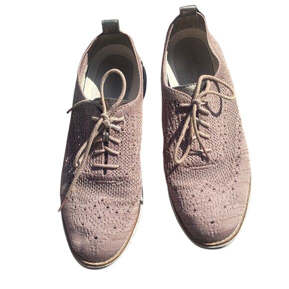 Cole Haan Grand OS Wingtip Oxford Mauve Shoes Women’s 8.5 Metallic Thread - Picture 1 of 9